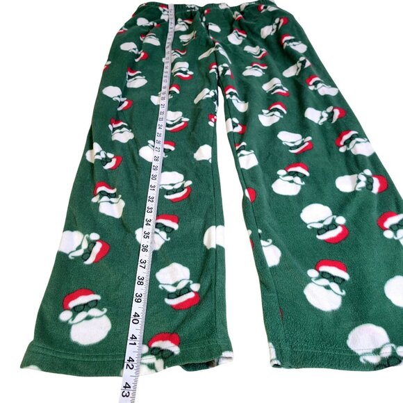 St John's Bay Men's Large Santa Fleece Pajama Pants Green Christmas Pockets SOFT - Picture 5 of 7